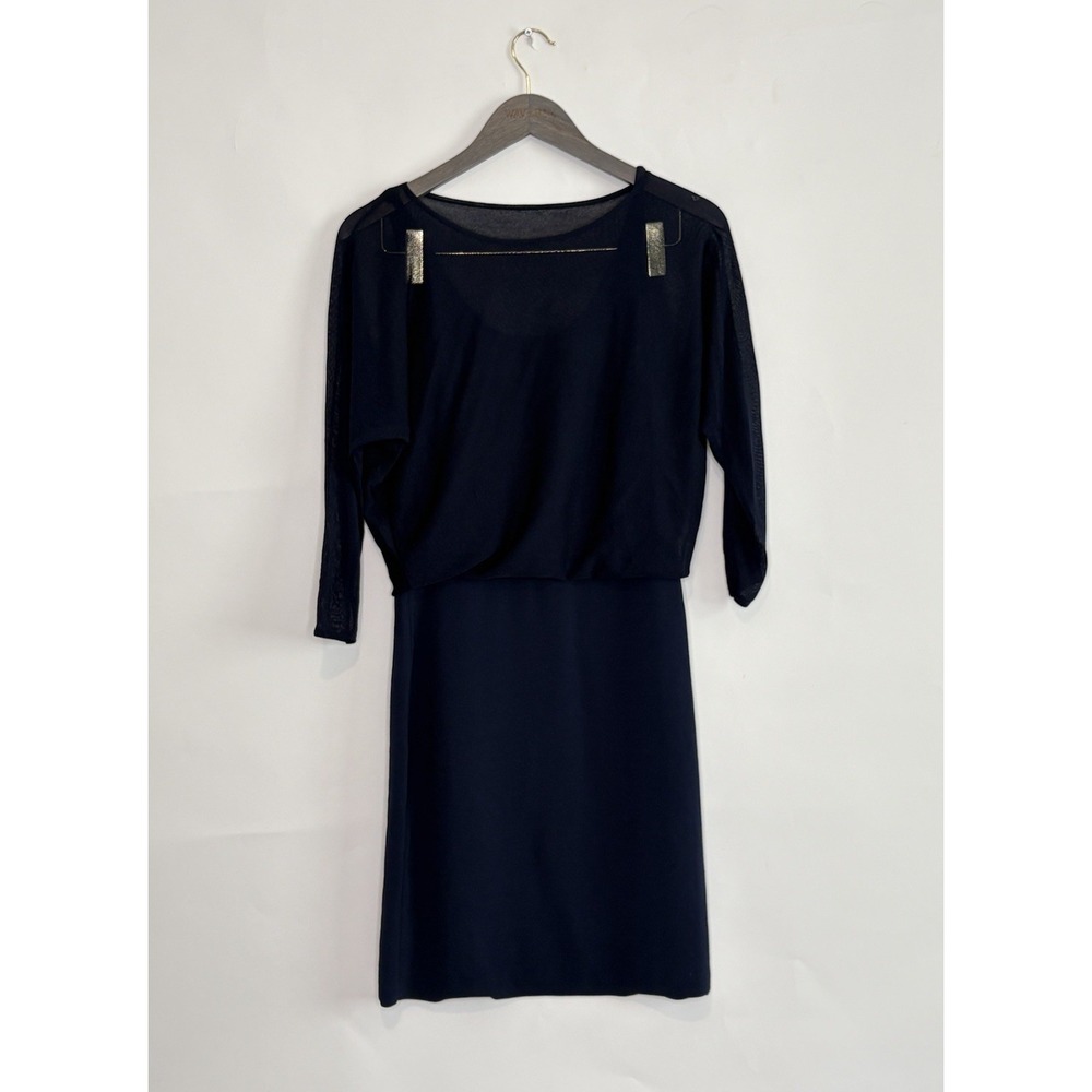 Lauren Ralph Lauren Dress Womens Medium Blouson Knit Sheath Navy